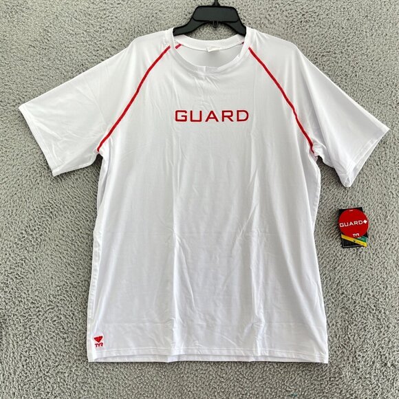 TYR Swimwear Mens XL White Durafst‎ Kite 200 Short Sleeve Rash Guard New $39.99 - Picture 1 of 12